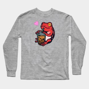 Boba Tea Frog - Red Long Sleeve T-Shirt